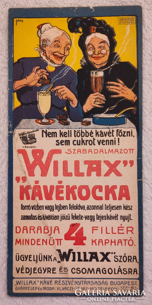 Willax kávé számolócédula, 1920 körüli, Földes Imre grafikája