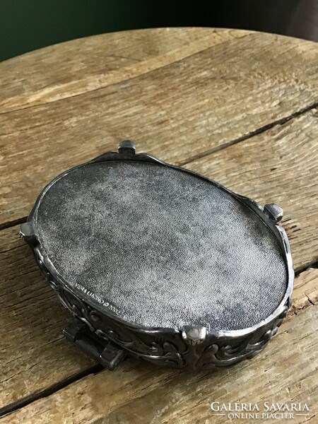 Old silver-plated metal jewelry box