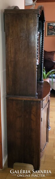 Antique sideboard, top display case, drawer, bottom shelf, cabinet