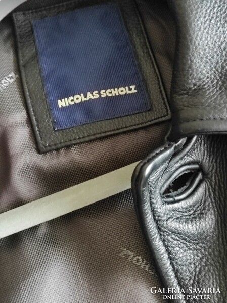 Hibátlan, szinte új(!) NICOLAS SCHOLZ férfi bőrdzseki/ bőrkabát (48-as, L/XL)