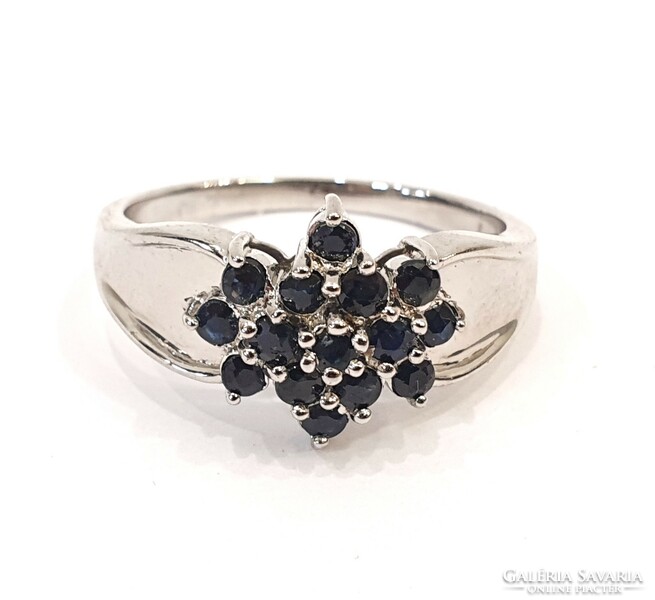 925 ezüst Gyűrű fekete kristállyal