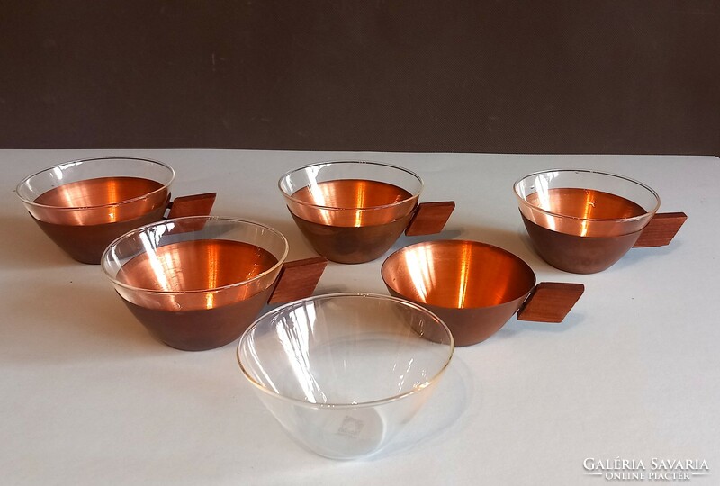 Vintage schott gen mainz copper plot wood glasses negotiable art deco design