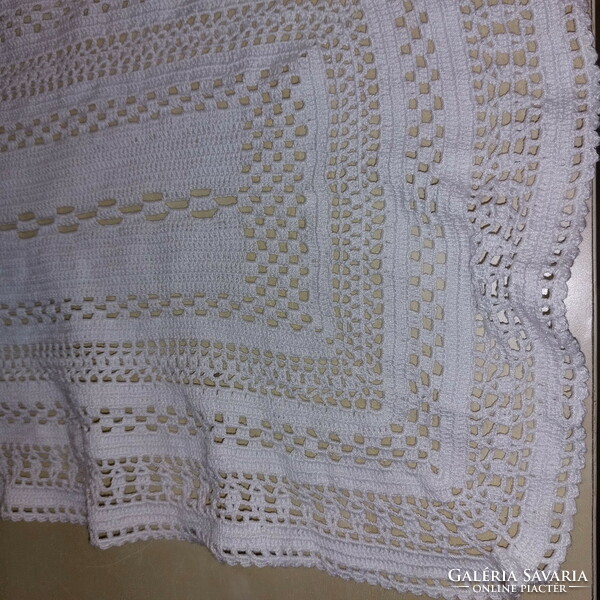 Crocheted white table runner, tablecloth