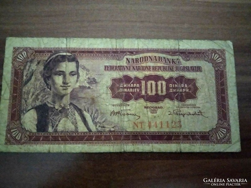 100 Dinár, Jugoszlávia, 1955