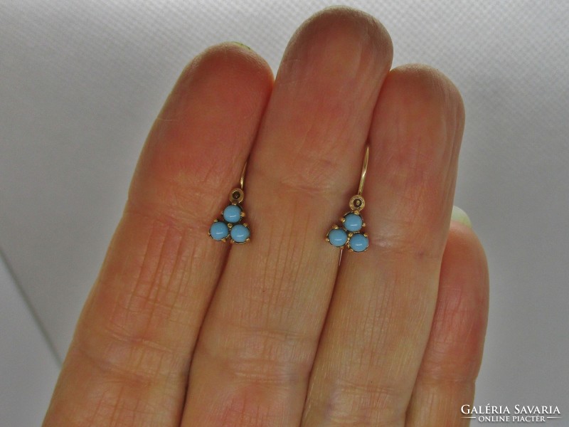 Nice old 14kt gold earrings with turquoise stones