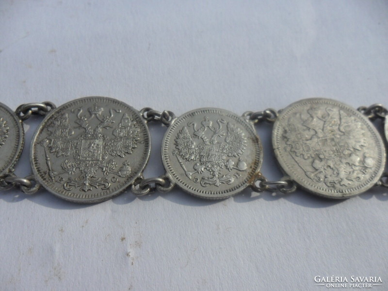 Antique Russian tsar kopeck chain bracelet