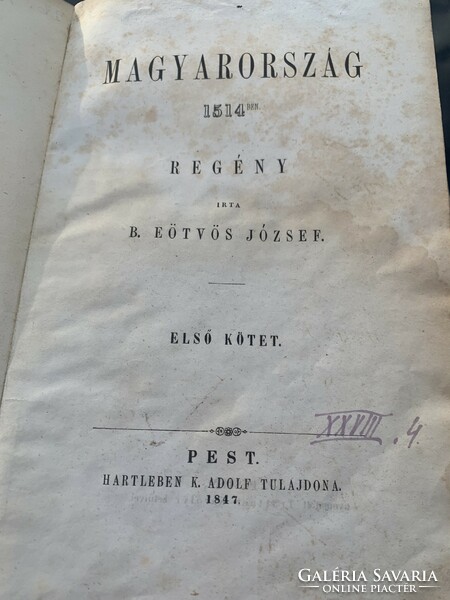 Hungary in 1514 Baron József Eötvös first volume in hartleben k. Adolf plague 1847