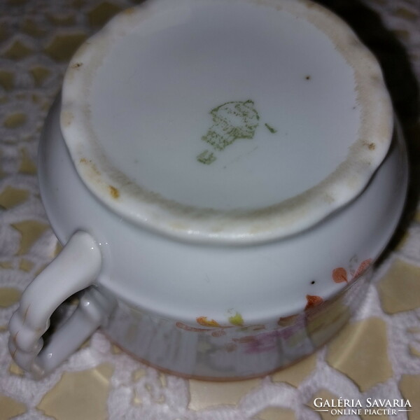 Zsolnay manófüles porcelán szép virágos teás csésze