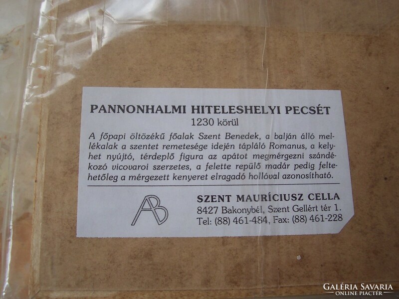 Pannonhalmi hiteles pecsét 1230- kis keretben