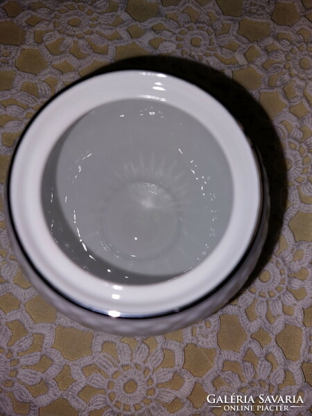 Zsolnay bean sugar bowl with platinum edge, without lid