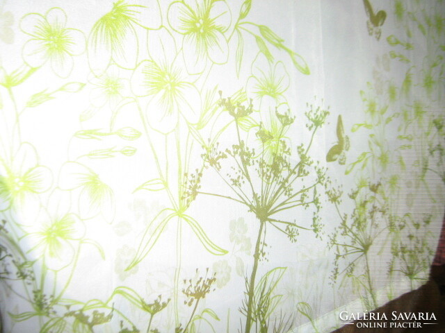 Gyönyörű vintage zöld virágos pillangós színes vitrázs függöny