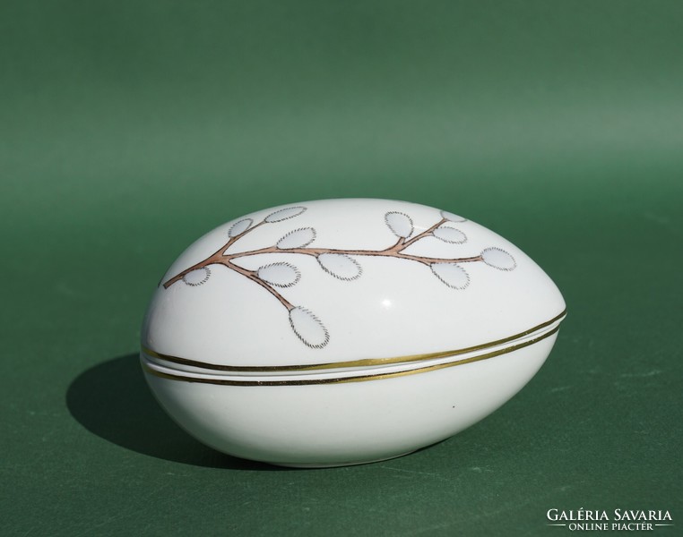 Aquincum porcelain egg shape bonbonier with Easter branch decor