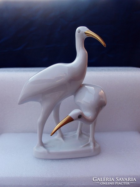 Ravenclaw pair of white and gold cranes 17.5 cm