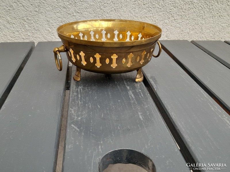 Beautiful solid copper bowl with claw feet