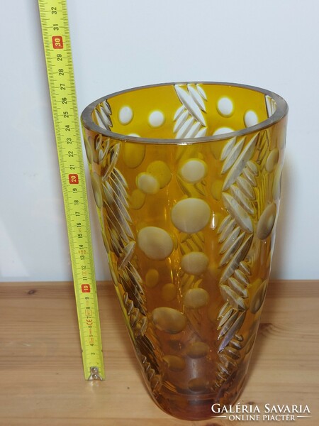 Amber colored crystal vase