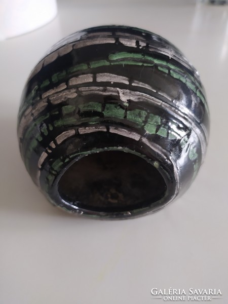 Gorka - hemispherical vase/basket with striped decor, perfect, 11 x 10 cm