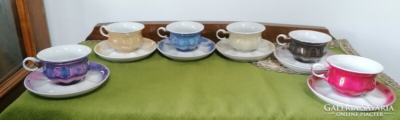 Russian retro porcelain coffee set, luster-glazed, in original box