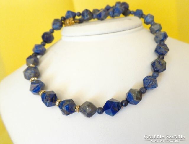 Lapis lazuli polygonal grain mineral necklace