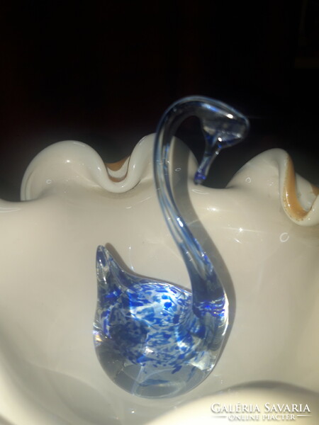 Colored, blown glass swan - murano - 10 cm x 4 cm