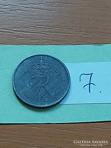 Denmark 2 cents 1960 zinc, ix. King Frederick 7
