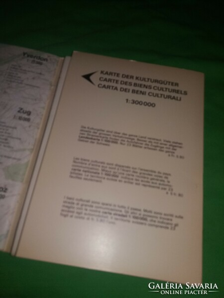 1970. SVÁJC német nyelvű kulturális ismertető füzet 82 X 117 cm óriástérképpel képek szerint