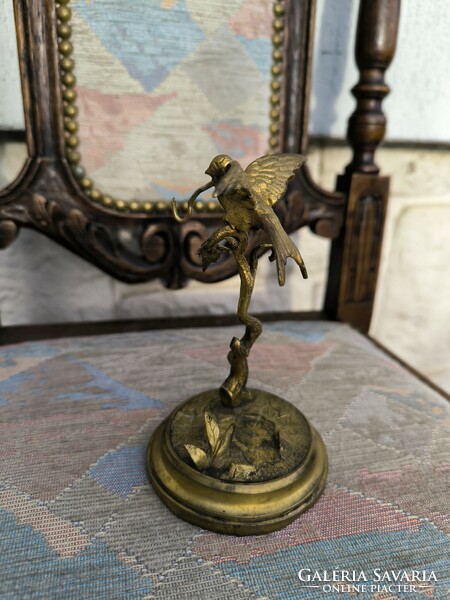 Pocket watch holder made of copper, decorative bird statue made of copper. Picture holder photo holder.