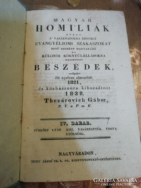 Magyar Homiliák 1838 Gyűjteményből    képeken látható állapotban van