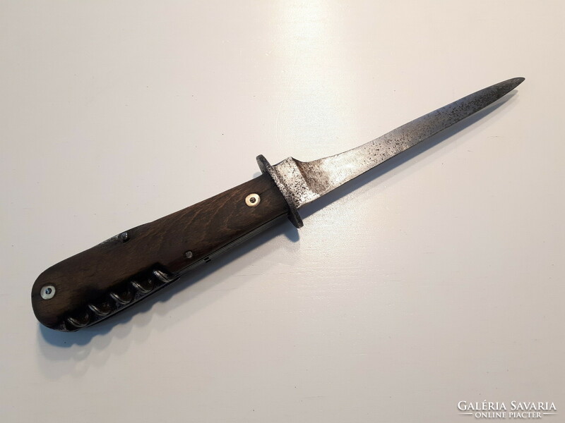 Antique multi-functional knife with carbon steel blade 24 cm