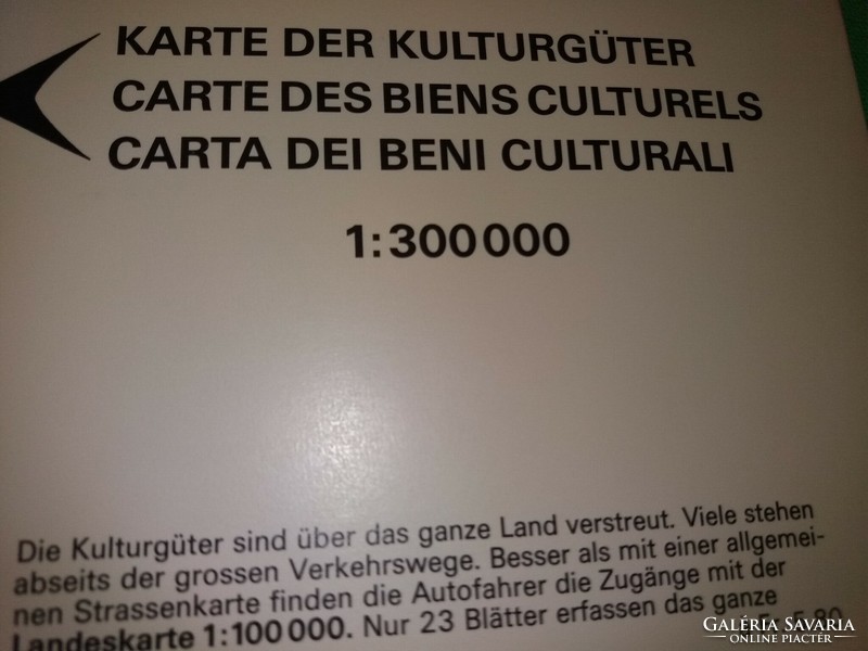 1970. SVÁJC német nyelvű kulturális ismertető füzet 82 X 117 cm óriástérképpel képek szerint