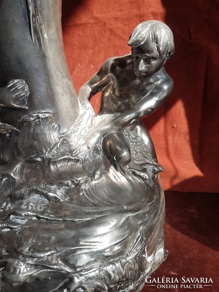 A wonderful art nouveau silver plated pewter vase