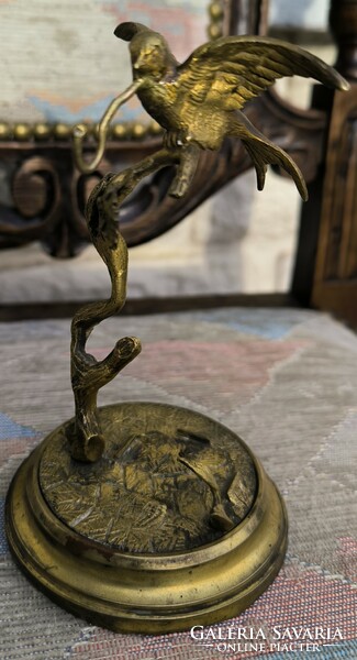 Pocket watch holder made of copper, decorative bird statue made of copper. Picture holder photo holder.