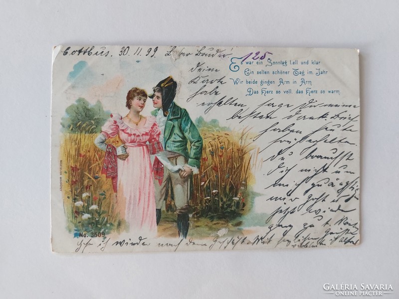 Old postcard litho postcard couple in love