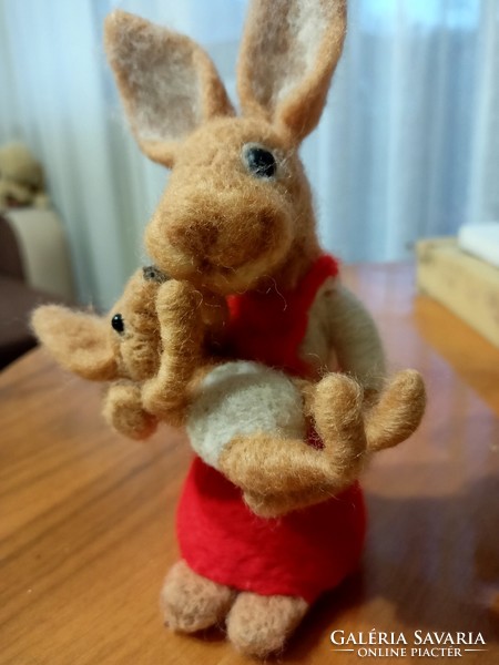 Felted mother bunny and her baby