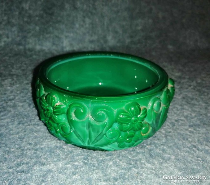 Bohemia curt schlevogt malachite glass jewelry holder without lid (a11)