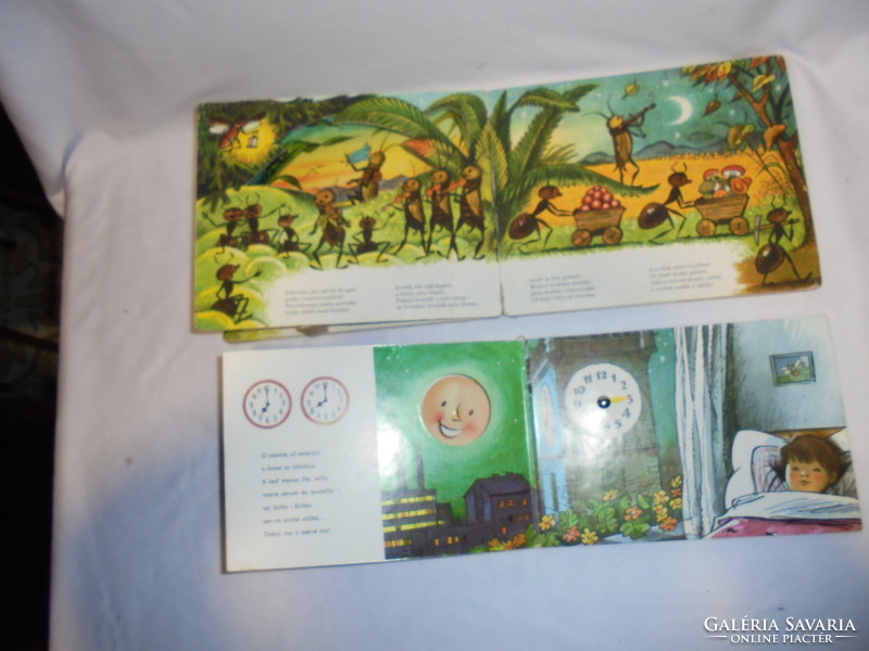 Two thick retro story books - together - crickets and ants, clocks - 1984, 1986 - Slovak