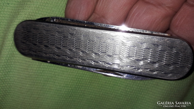 Retro teljes acél két pengés bicska 6 cm penge 5 cm reszelő a hossz 19 cm a képek szerint
