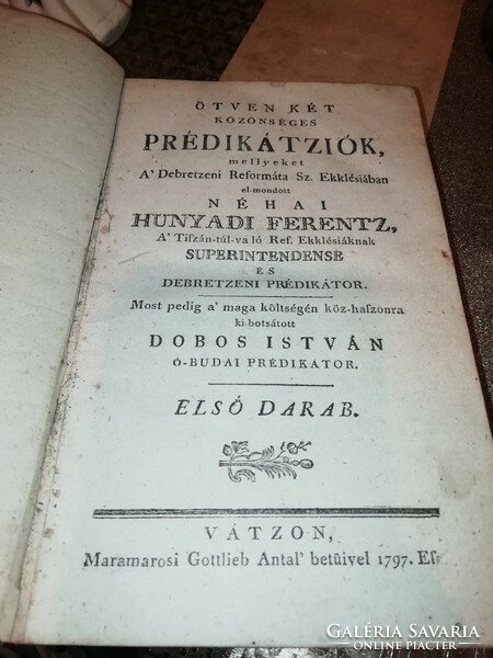 Ötven két közönséges Prédikátziók Első darab 1797képeken látható állapotban van