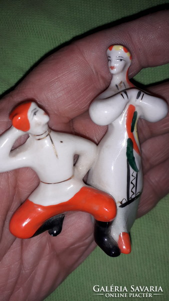 Mára már antik KIJEV aranyozott porcelán táncoló kozákpár kisebb figura HIBÁTLAN 7x7cm képek szerint