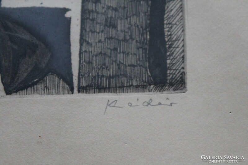 György Kádár black and white etching - 