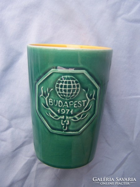 Vadászati Világkiállítás 1971 sörös emlékpohara RITKA! Jelzett: Gránit, 11,3 cm Hibátlan