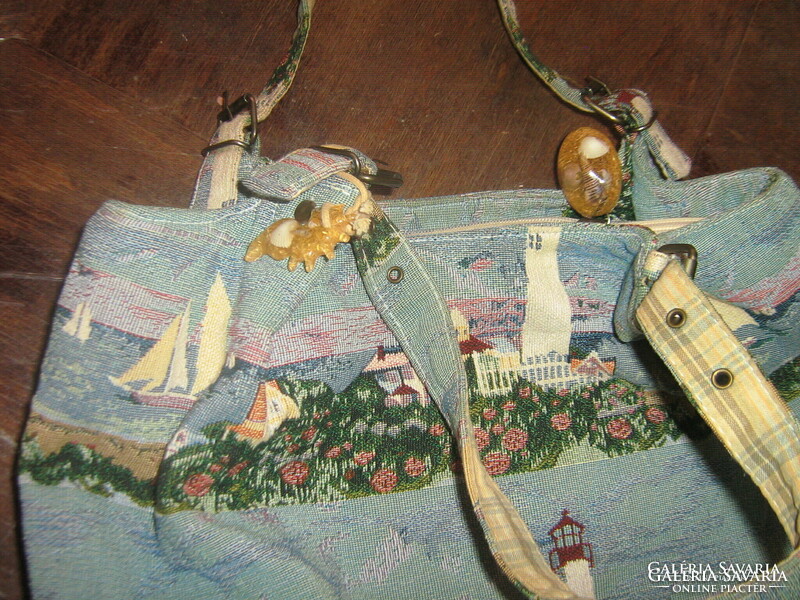 Aranyos vintage gépi gobelin szőttes Paul Brent színes mintás táska