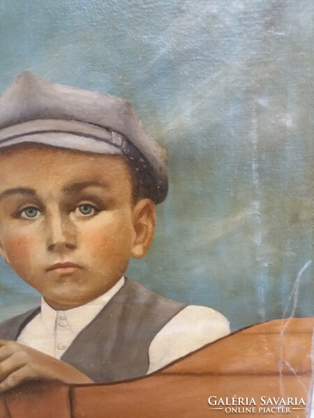 Beautiful painting - portrait of a boy traveling in cordon oil / canvas marked picture without frame according to the pictures