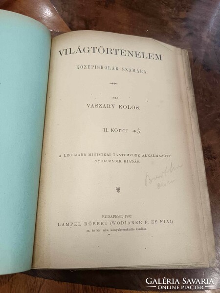 Vaszary Kolos:  Világtörténelem középiskolák számára, 2 rész töredék sorozat, de 4 darab térképpel