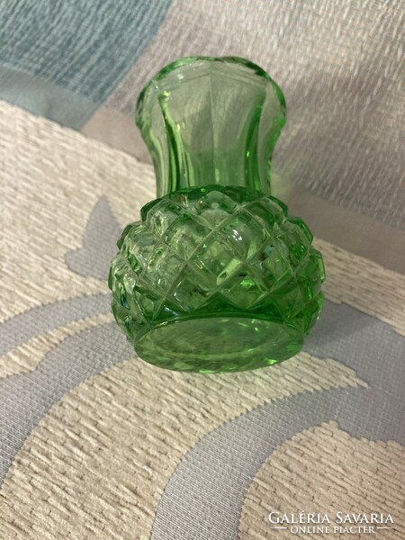 Old green Czech glass vase