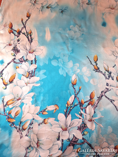Original silk shawl, scarf, magnolia pattern (large)