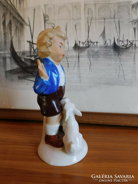 Rare Gerold porcelain figure - boy with dog