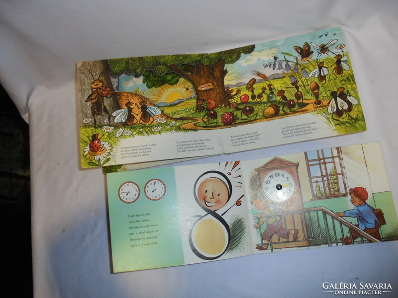 Two thick retro story books - together - crickets and ants, clocks - 1984, 1986 - Slovak