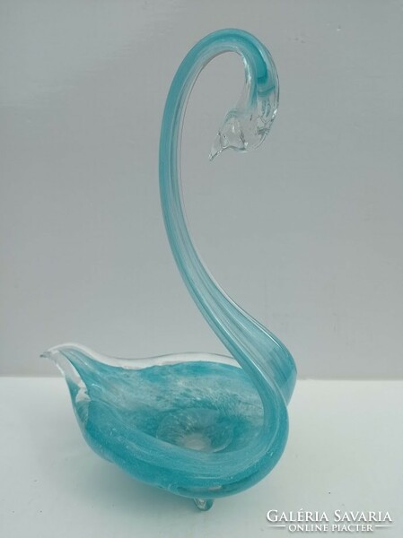 Türkiz kék Muránói üveg hattyú