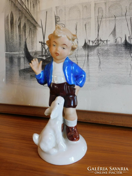 Rare Gerold porcelain figure - boy with dog