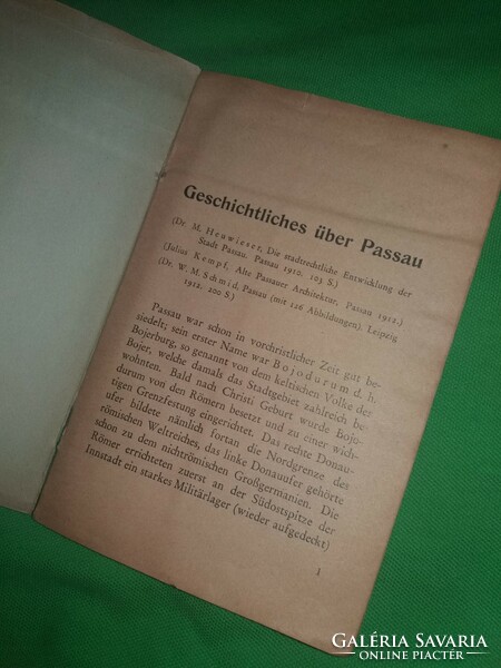 Antique 1940 German-language Passau fold-out 52 x 38 cm map + explanatory travel guide for collectors